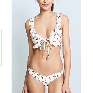 For Love & Lemons Mon Cherry Ruffle Bikini Set